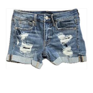 AERO Distressed Denim Shorts – Low Rise Midi – Size 2